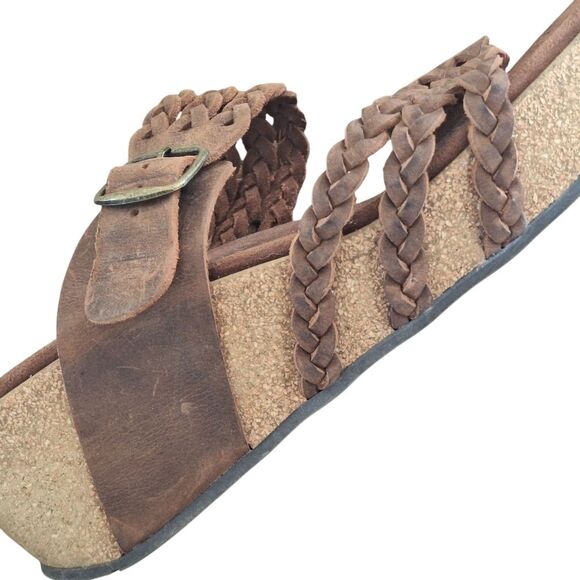 White Mountain Chantilly Comfort Slides Braided Nubuck Straps Brown 9 Sandals - Picture 6 of 16